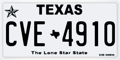 TX license plate CVE4910