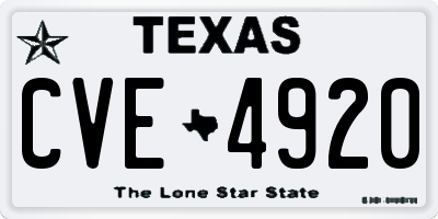 TX license plate CVE4920