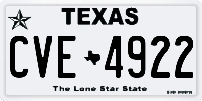TX license plate CVE4922
