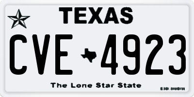 TX license plate CVE4923