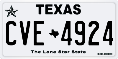 TX license plate CVE4924