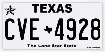 TX license plate CVE4928