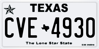 TX license plate CVE4930