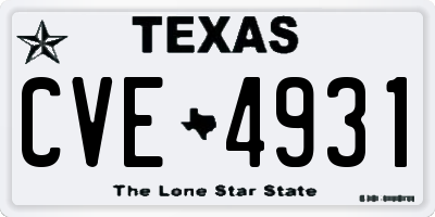 TX license plate CVE4931