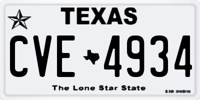 TX license plate CVE4934