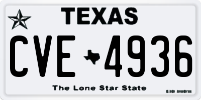 TX license plate CVE4936