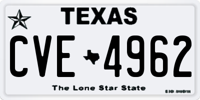 TX license plate CVE4962