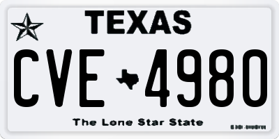 TX license plate CVE4980