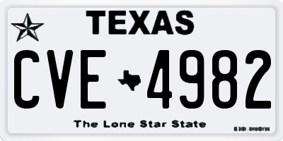 TX license plate CVE4982