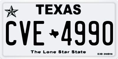 TX license plate CVE4990