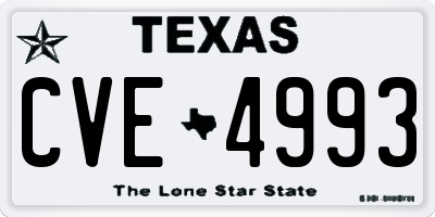 TX license plate CVE4993