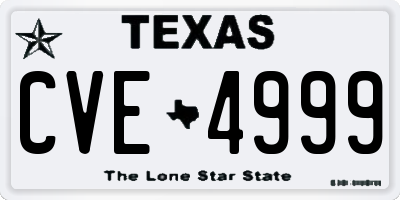 TX license plate CVE4999