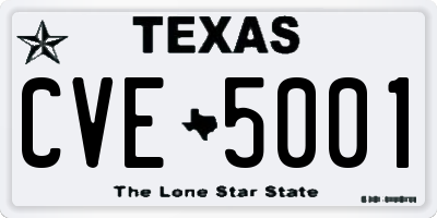 TX license plate CVE5001