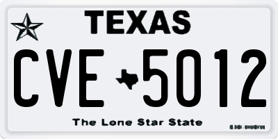 TX license plate CVE5012