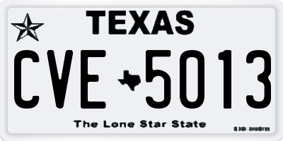 TX license plate CVE5013
