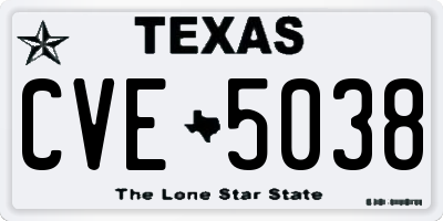TX license plate CVE5038