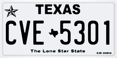 TX license plate CVE5301