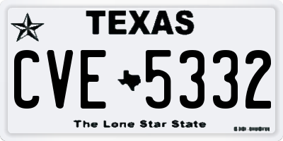 TX license plate CVE5332