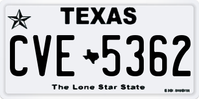 TX license plate CVE5362