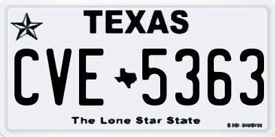 TX license plate CVE5363