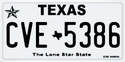 TX license plate CVE5386