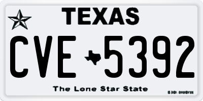 TX license plate CVE5392