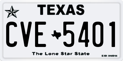 TX license plate CVE5401