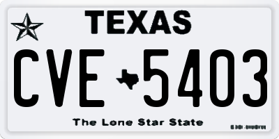 TX license plate CVE5403