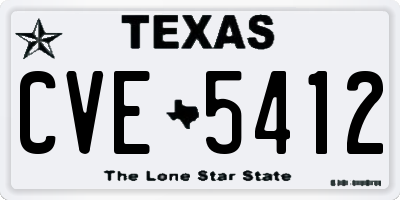 TX license plate CVE5412
