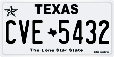 TX license plate CVE5432