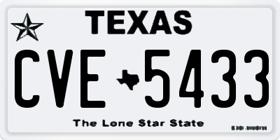 TX license plate CVE5433