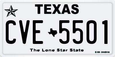 TX license plate CVE5501