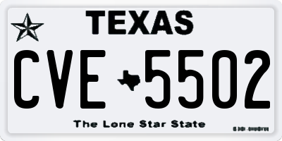 TX license plate CVE5502