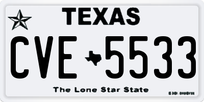 TX license plate CVE5533