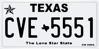 TX license plate CVE5551