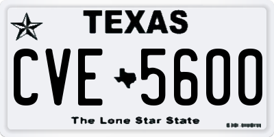 TX license plate CVE5600