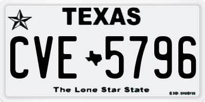 TX license plate CVE5796