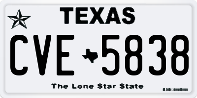 TX license plate CVE5838