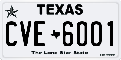 TX license plate CVE6001