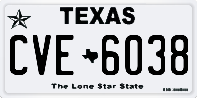 TX license plate CVE6038