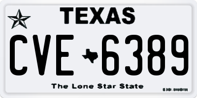 TX license plate CVE6389