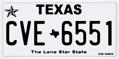 TX license plate CVE6551