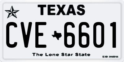 TX license plate CVE6601