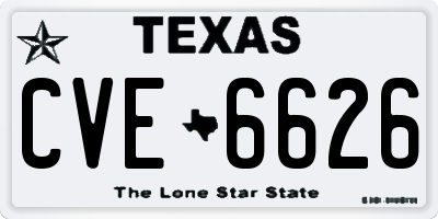 TX license plate CVE6626