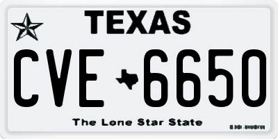 TX license plate CVE6650