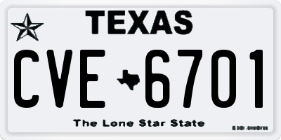 TX license plate CVE6701