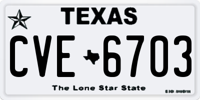 TX license plate CVE6703