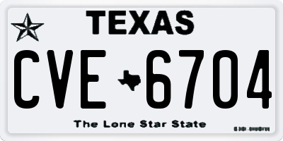 TX license plate CVE6704