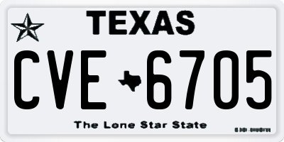TX license plate CVE6705