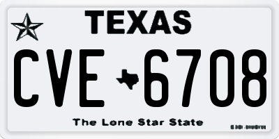 TX license plate CVE6708